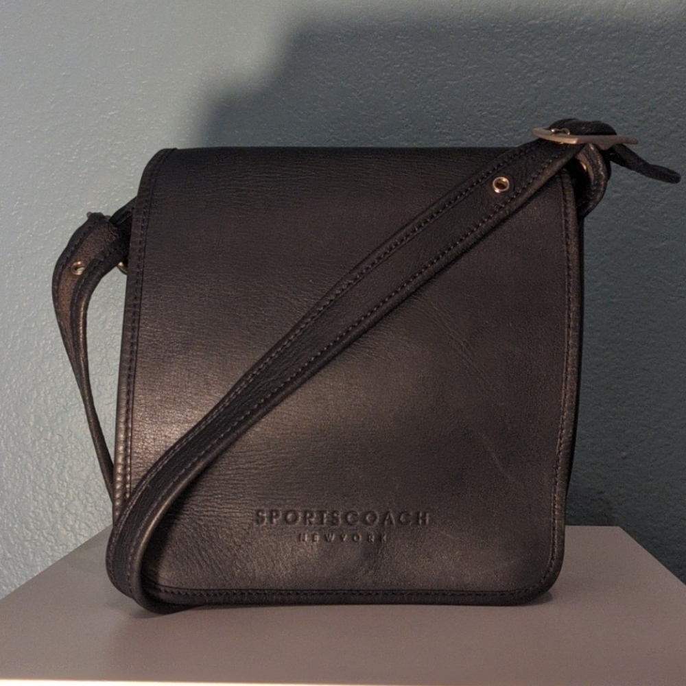 Vintage Sports Coach 80s black leather crossbody